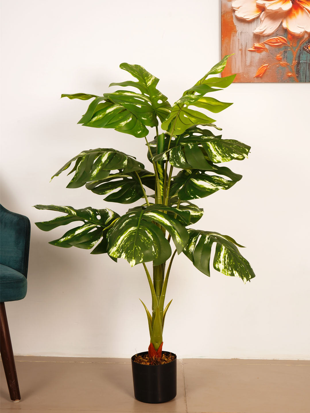3.1Ft Artificial Variegated Monstera Plant in Pot