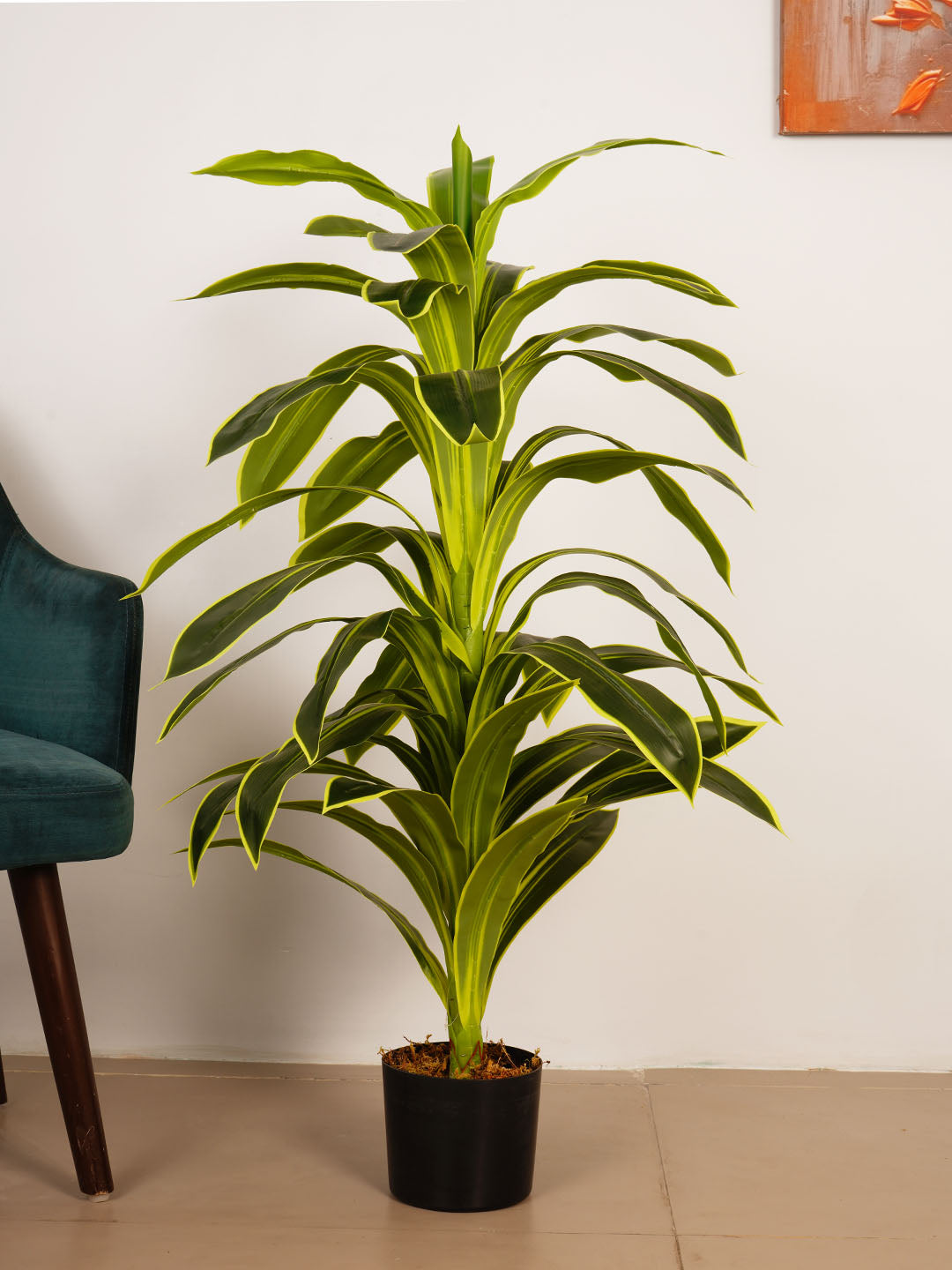 4Ft Artificial Variegated Dracaena Plant in Pot