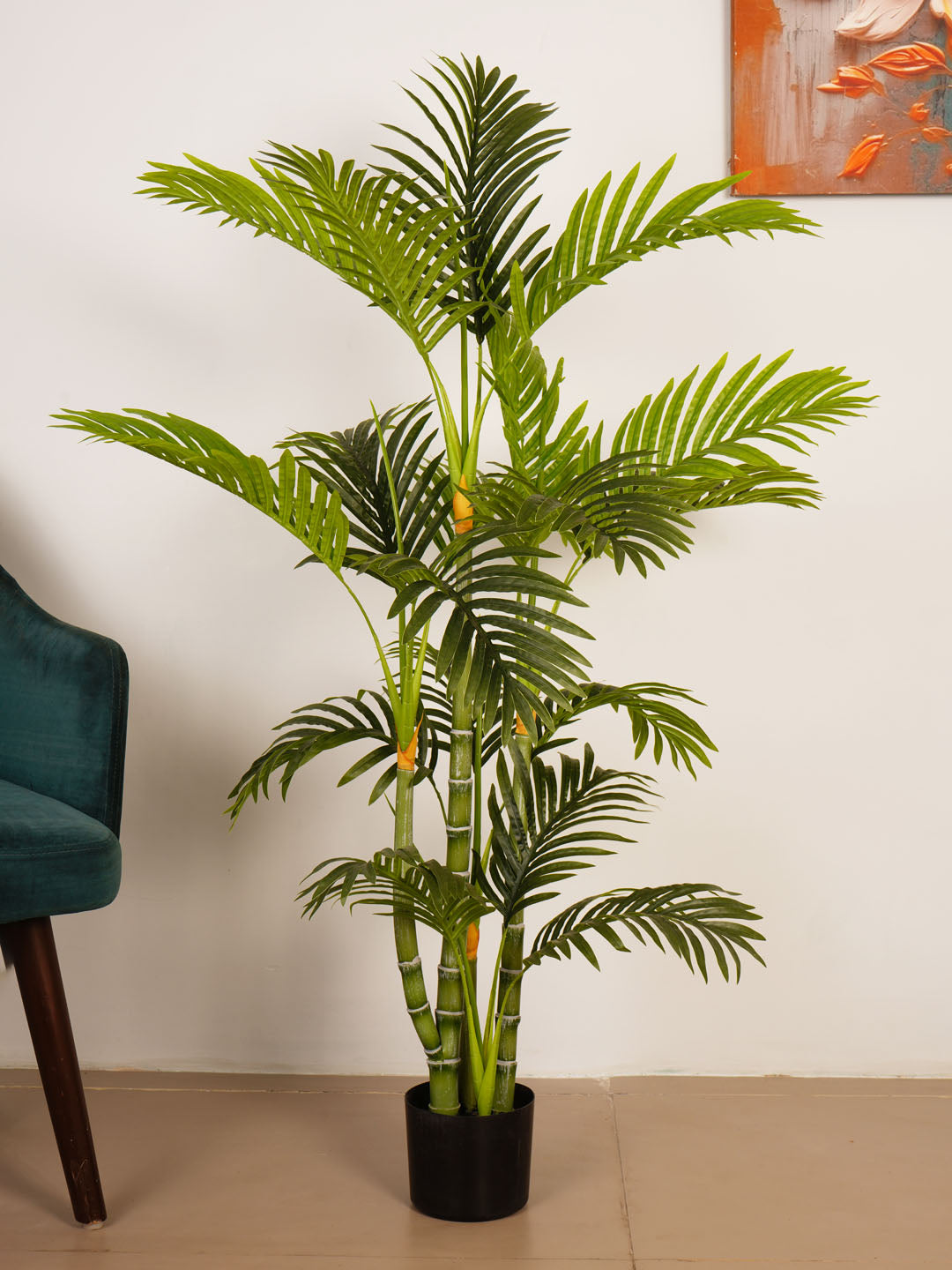 4.3Ft Artificial Golden Areca Palm Plant in Black Pot