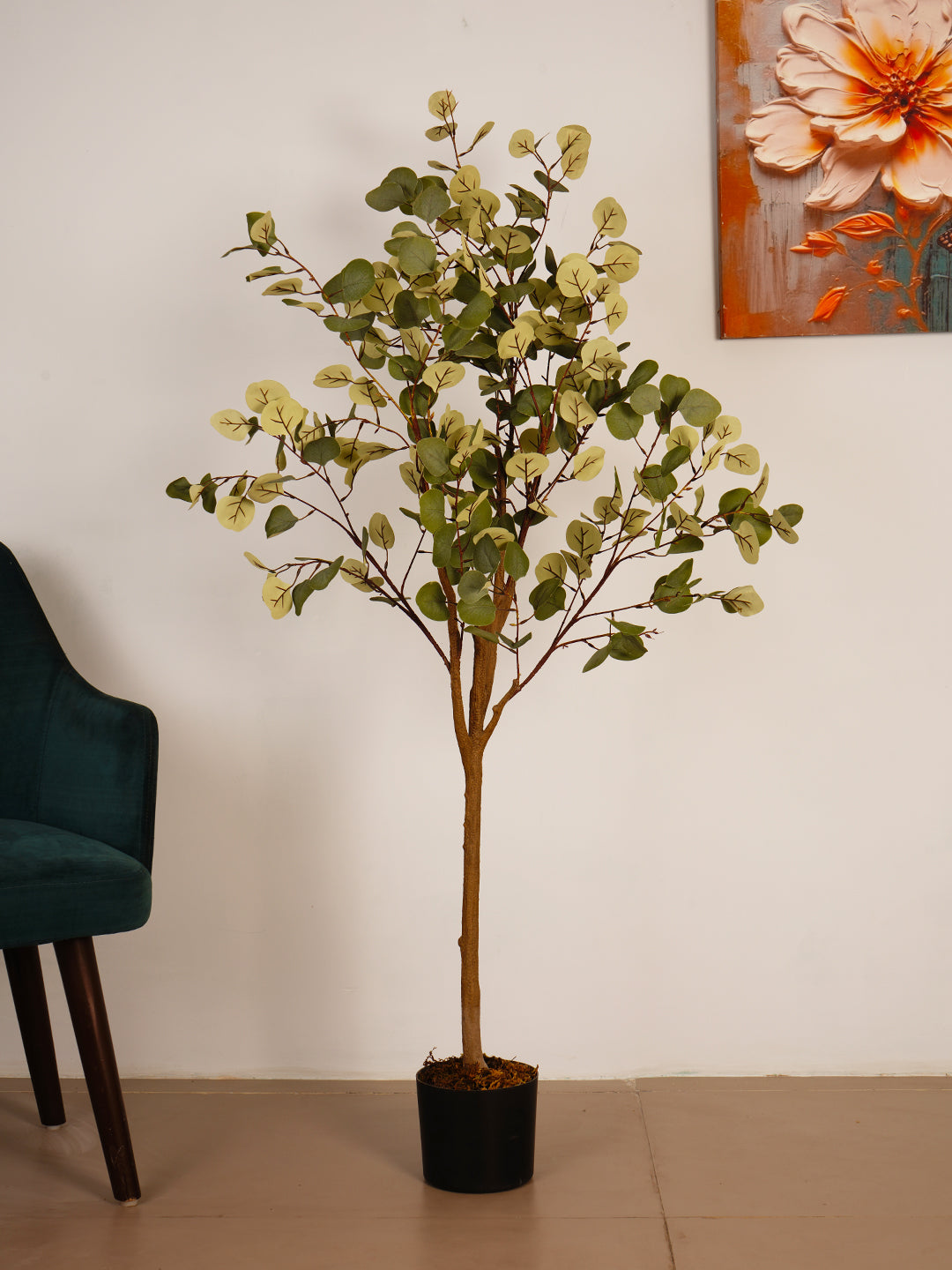 5Ft Artificial Eucalyptus Plant in Black Pot