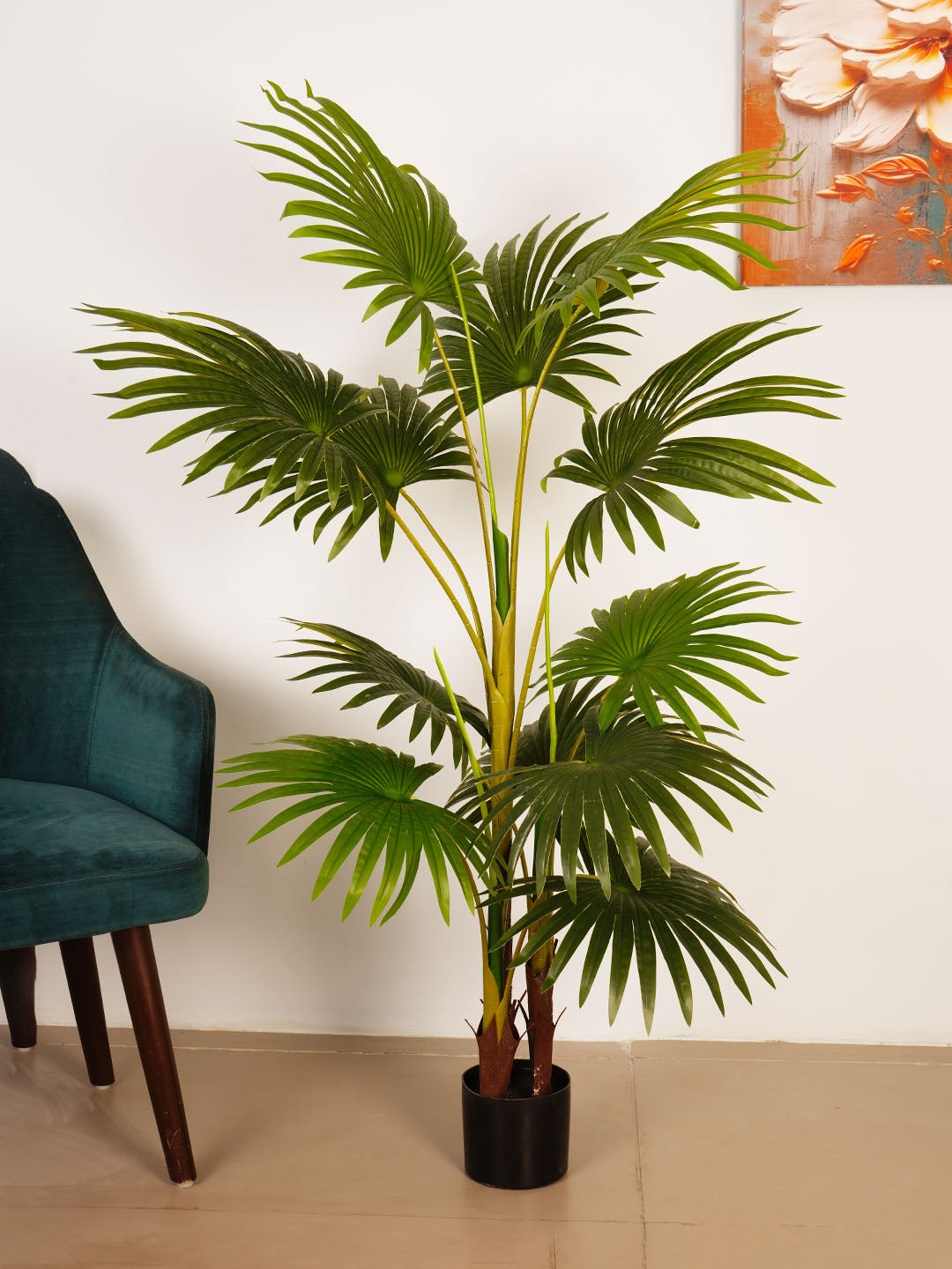 4.7Ft Artificial Palmetto Palm Tree in Pot