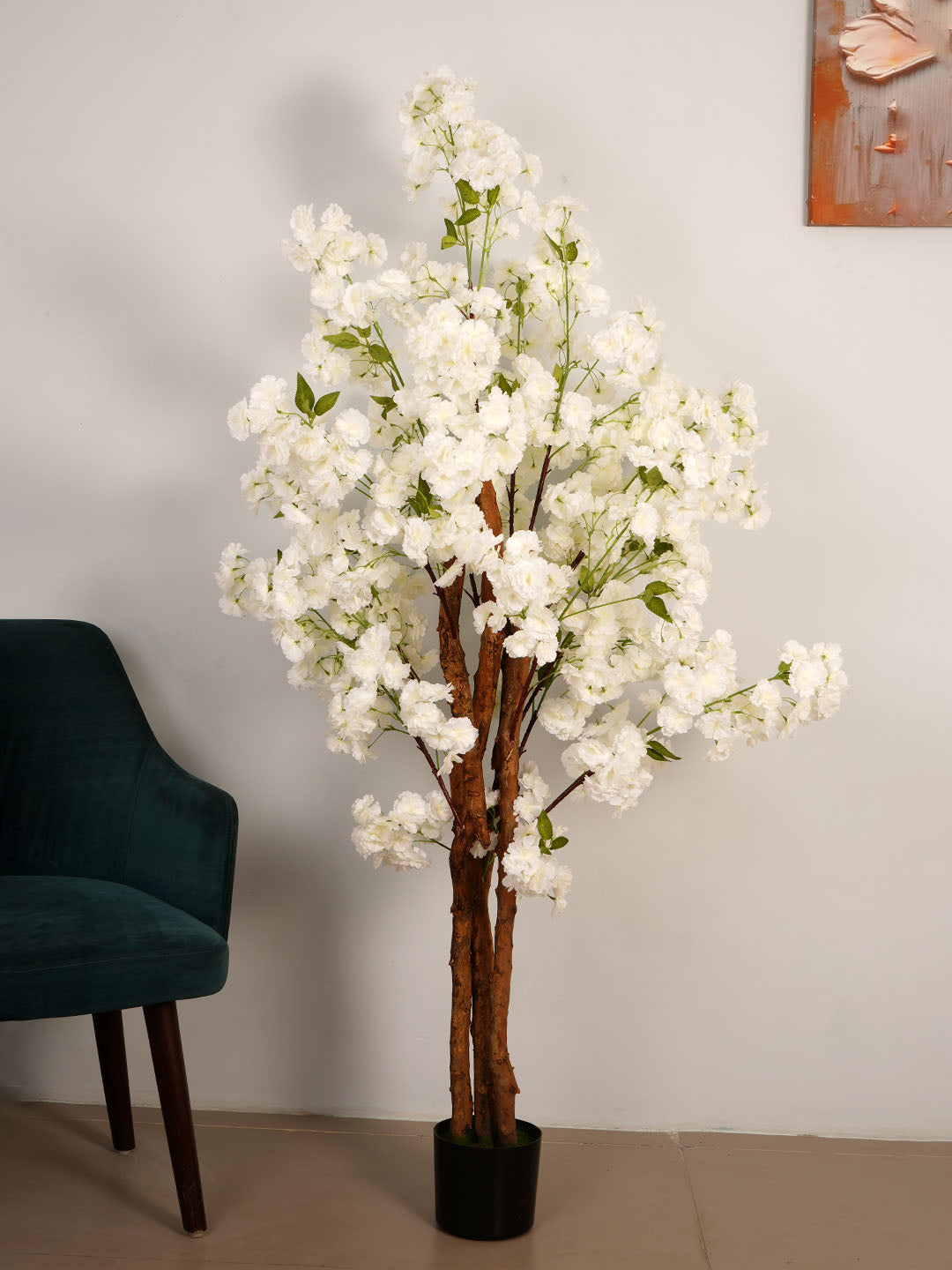 6ft Artificial White Blossom Tree