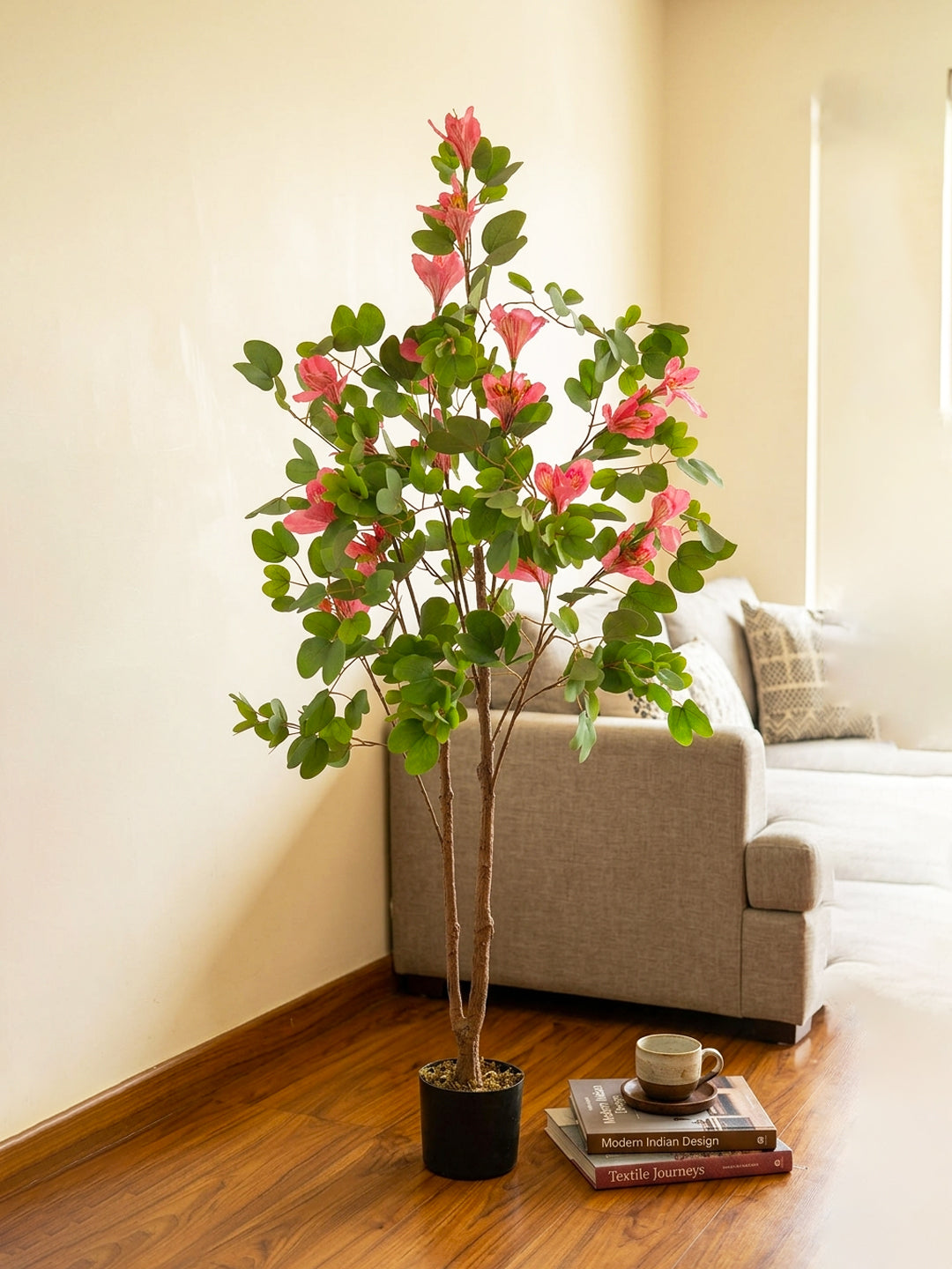 5Ft Artificial Pink Bauhinia Flowers Tree in Pot