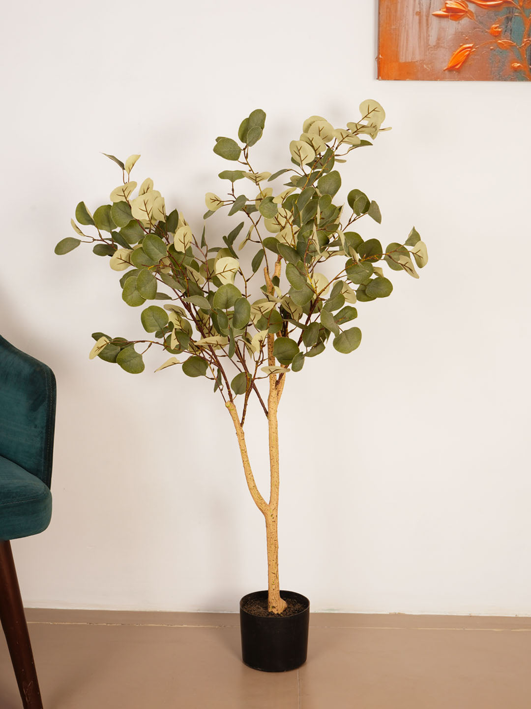 4Ft Artificial Eucalyptus Plant in Black Pot