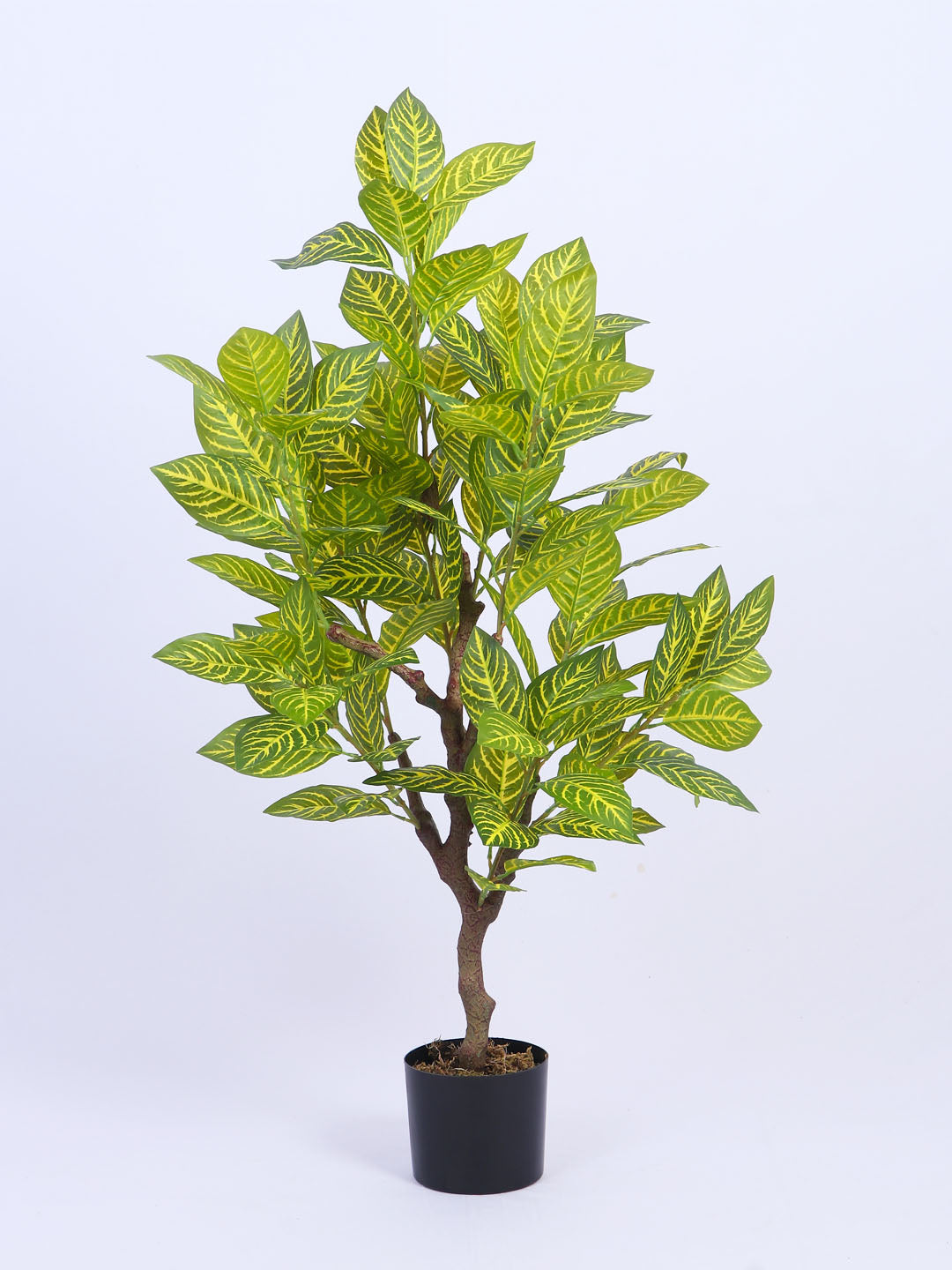 4Ft Artificial Realistic Croton Plant in Black Pot