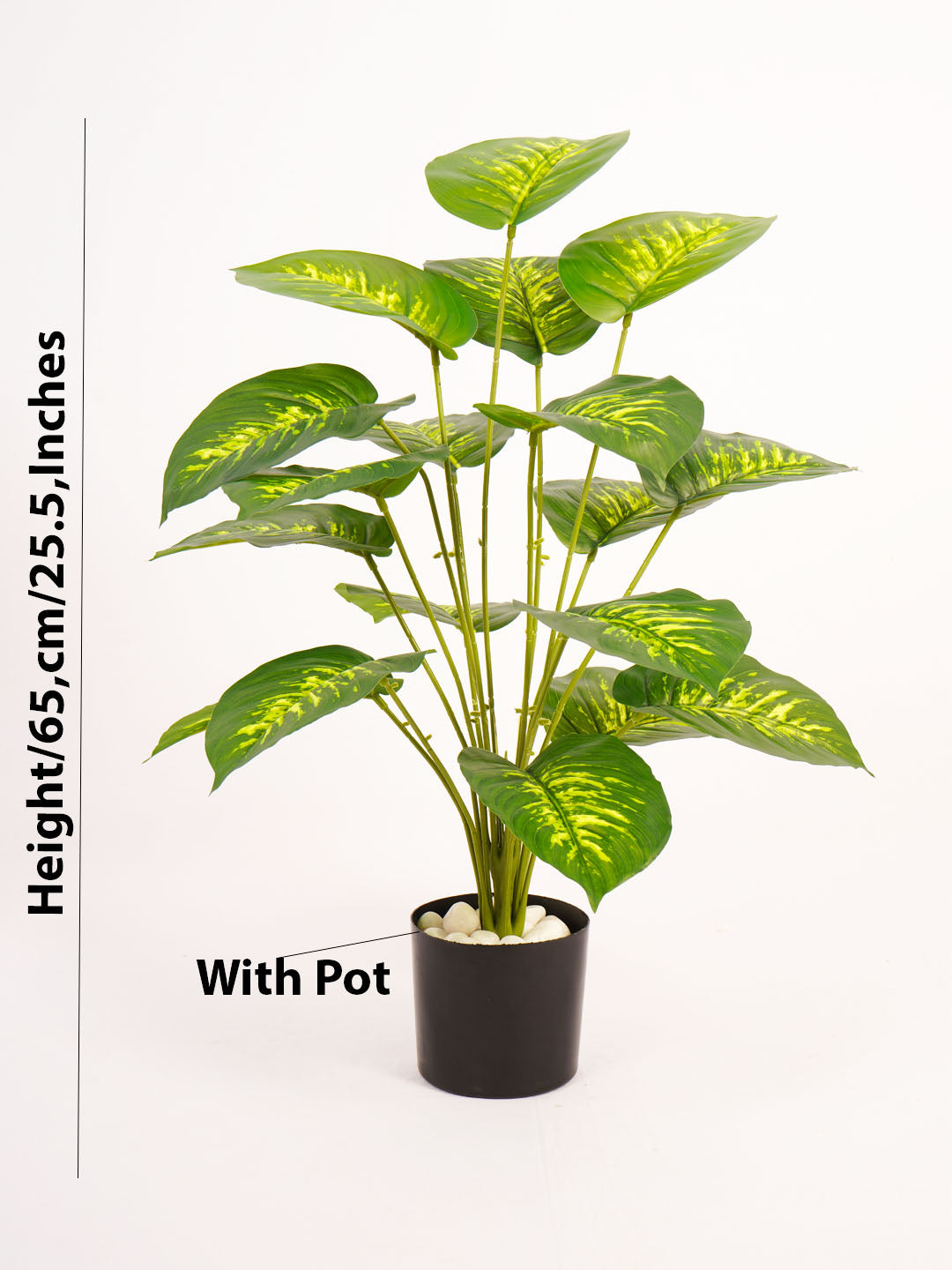 Artificial Dieffenbachia Plant in Black Pot
