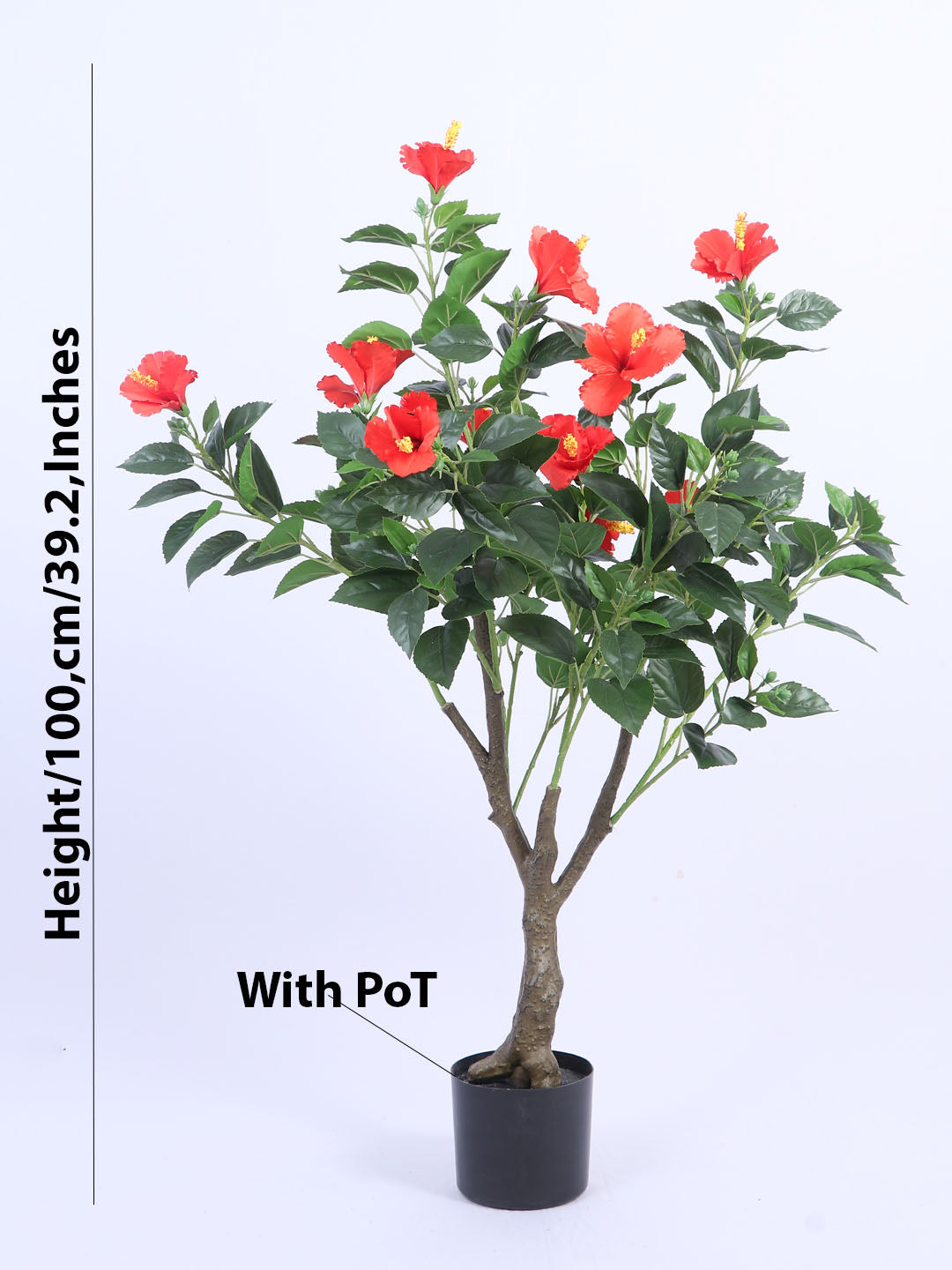 3.6fT Artificial Hibiscus Flower Plant with Pot