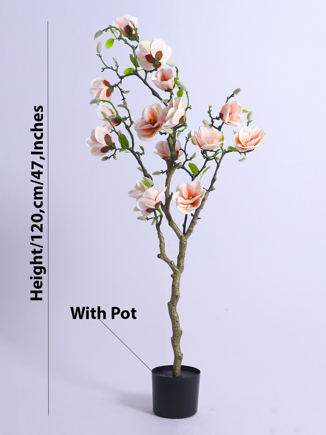 4Ft Artificial Pink Magnolia Flower Tree in Pot