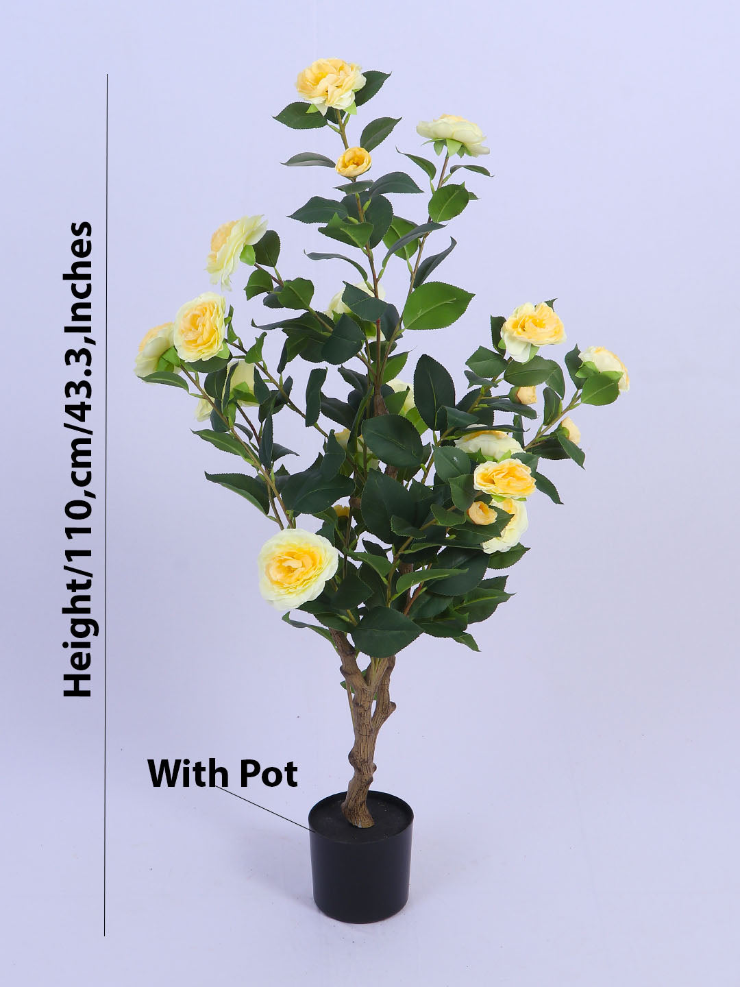3.6Ft Artificial Camellia Flowers Plant with Pot