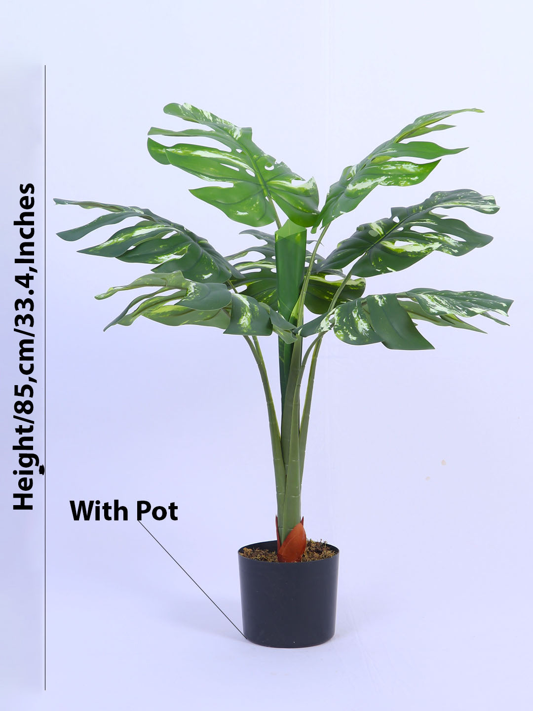 2.8Ft Artificial Variegated Monstera Plant in Pot
