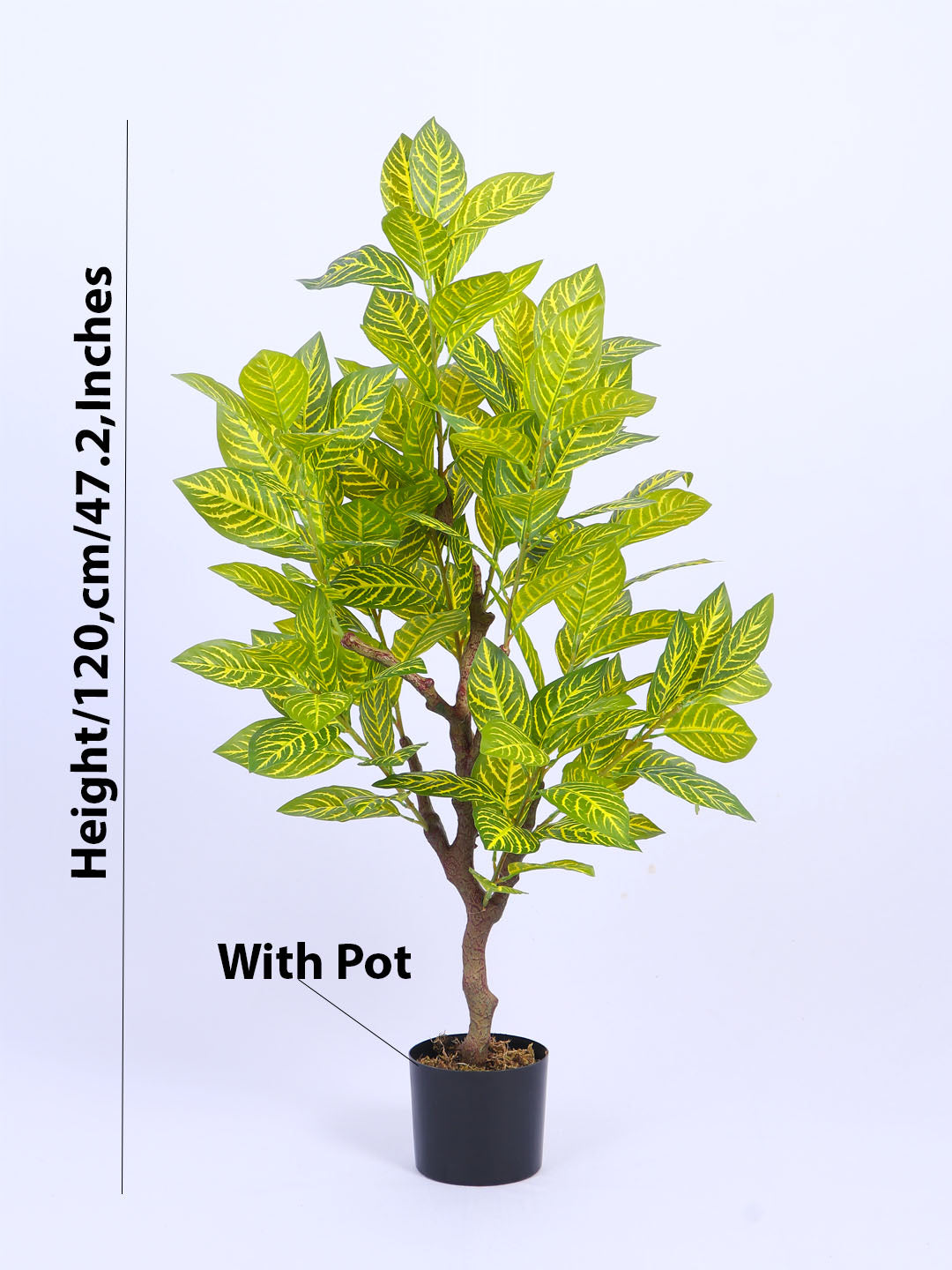 4Ft Artificial Realistic Croton Plant in Black Pot