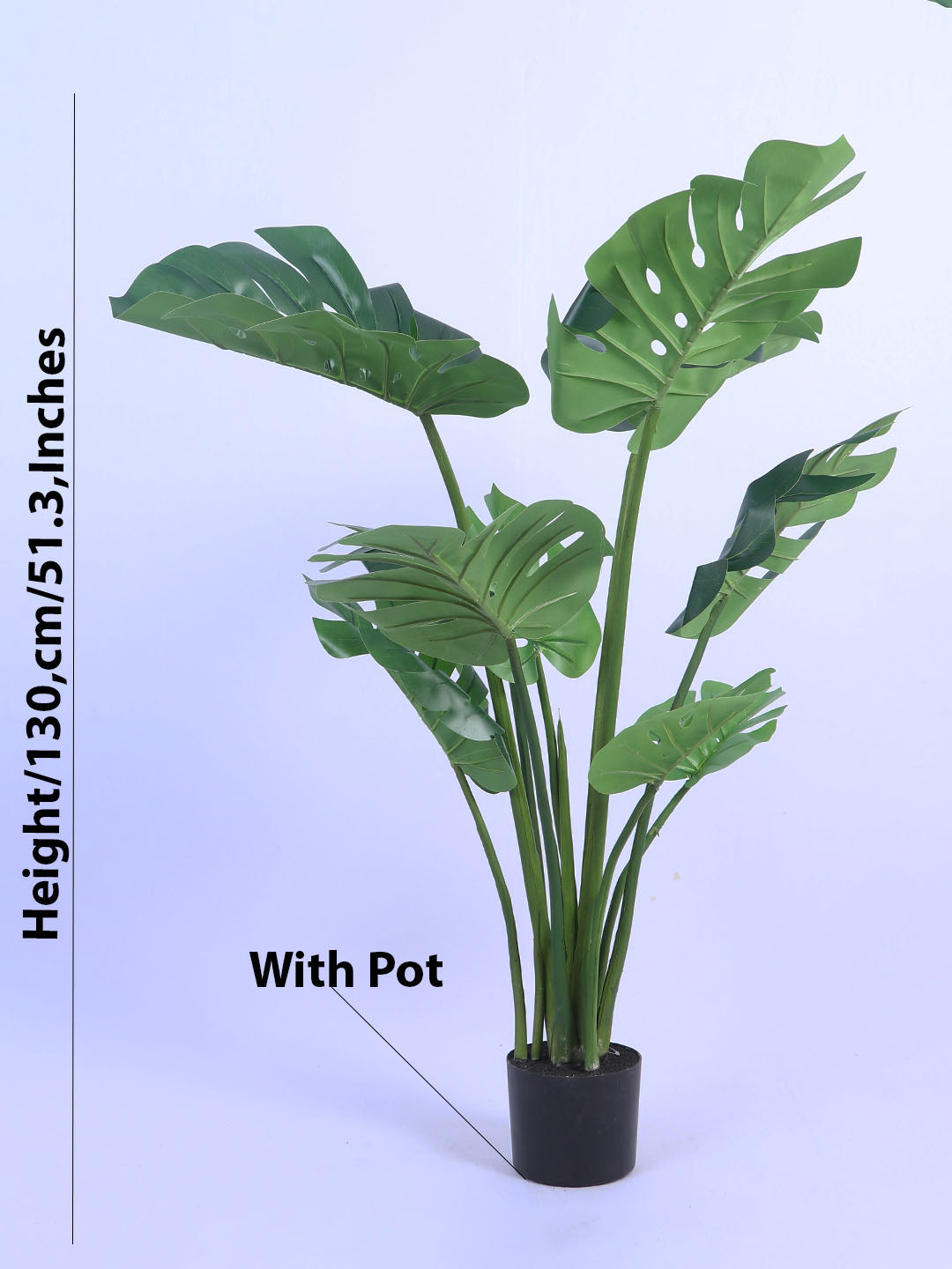 4.3Ft Artificial Monstera Deliciosa Plant in Black Pot