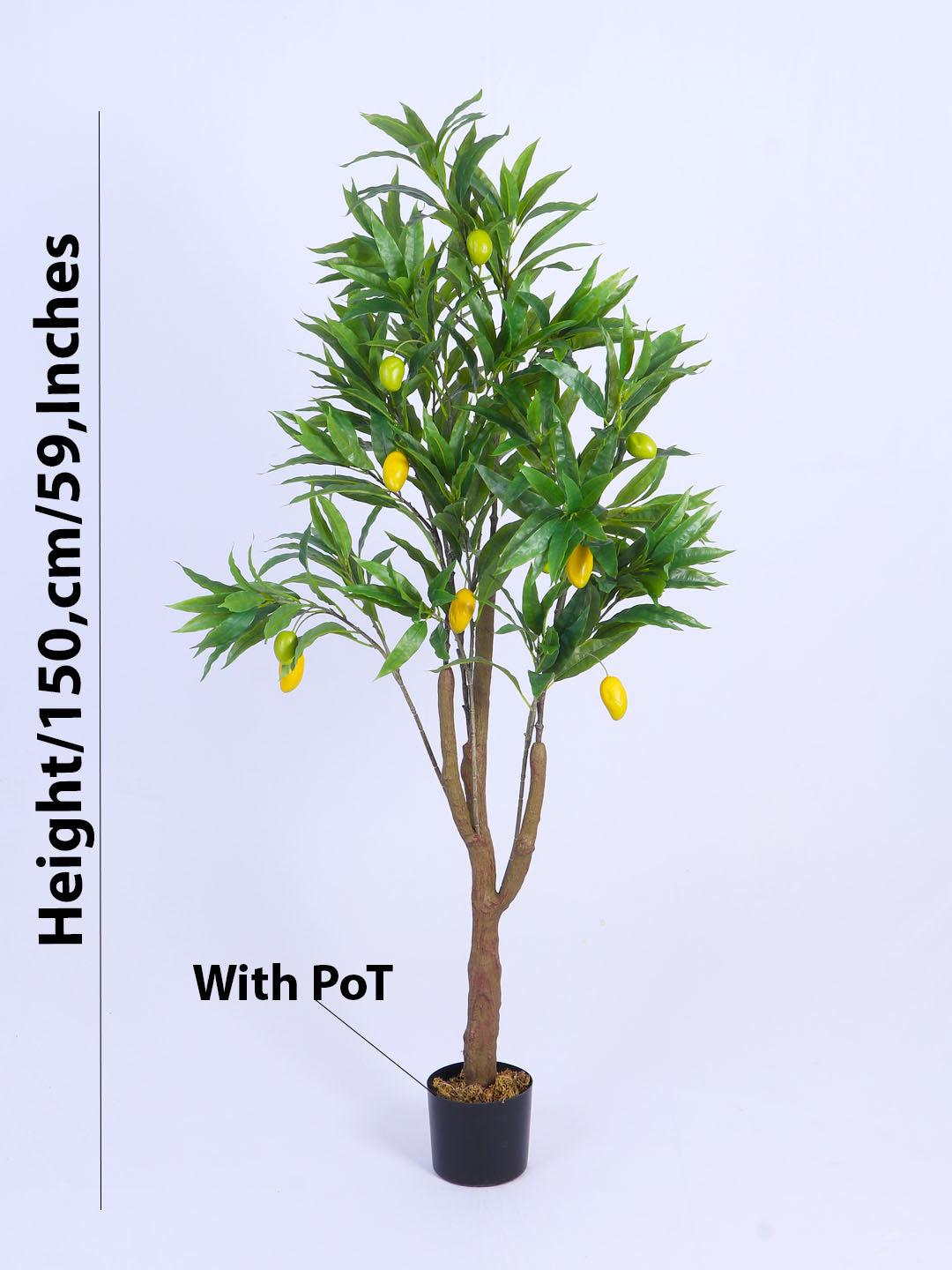 5FT Artificial Mango Plant with Black Pot,