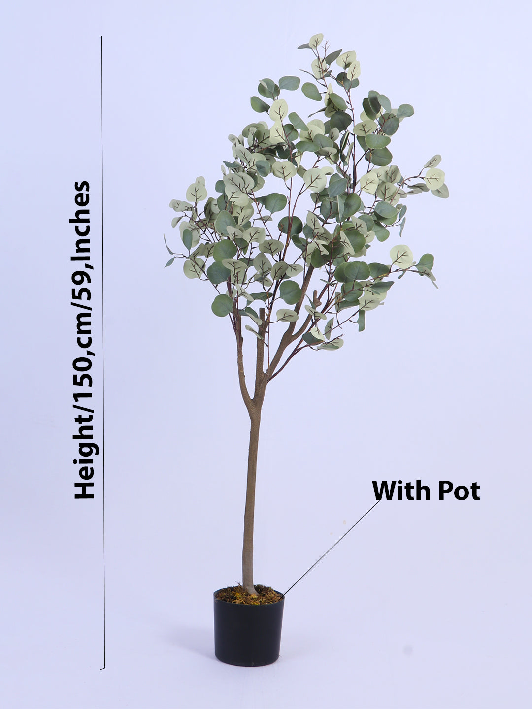5Ft Artificial Eucalyptus Plant in Black Pot
