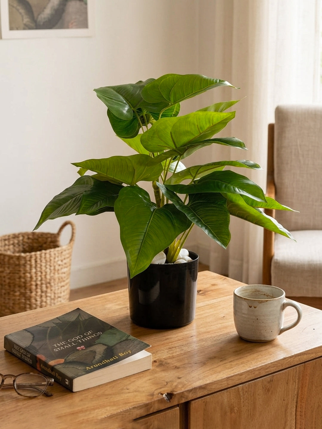 1.8Ft Artificial Philodendron Plant in Black Pot