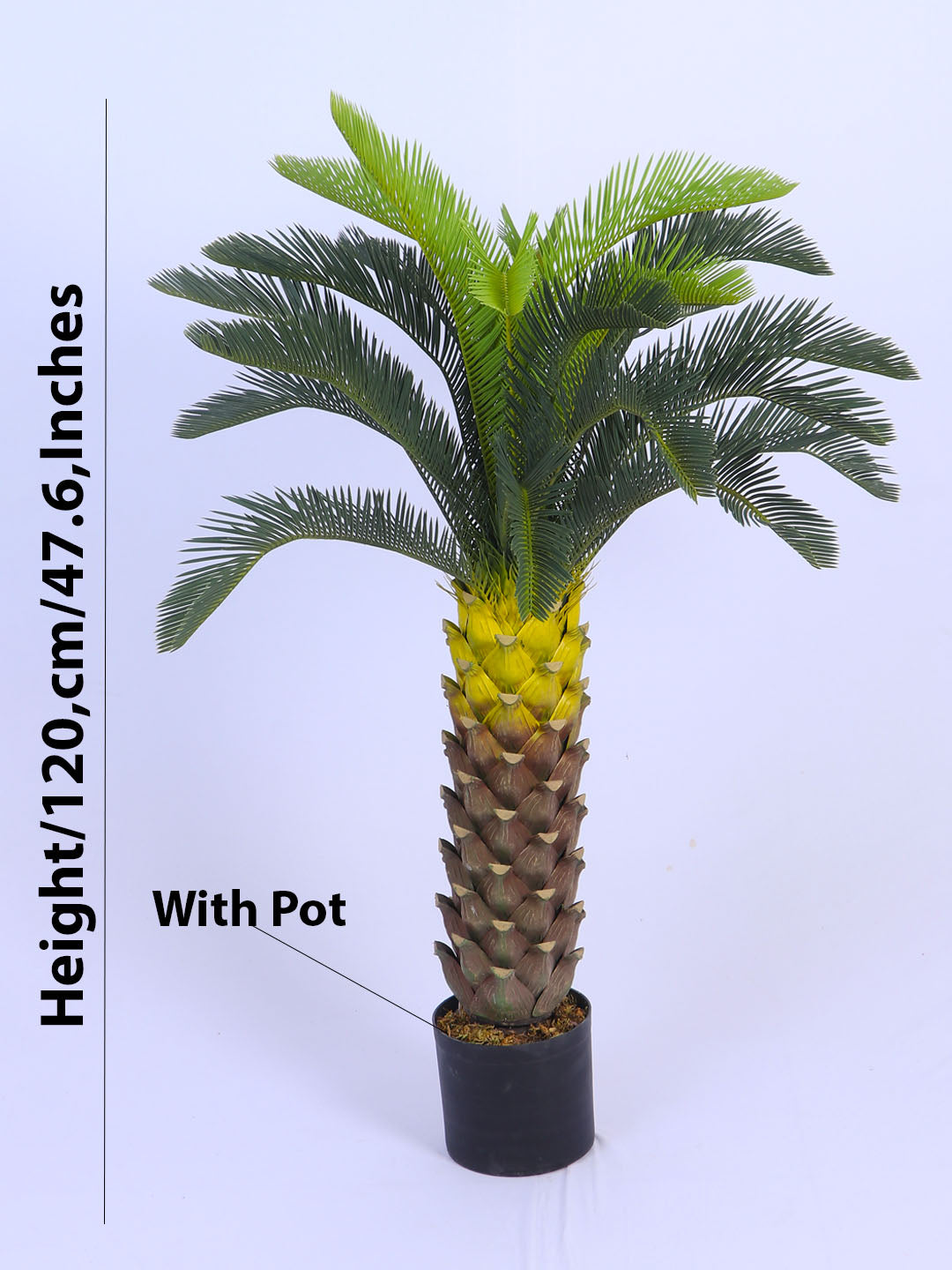 4Ft Artificial Cycas Palm Tree in Black Pot