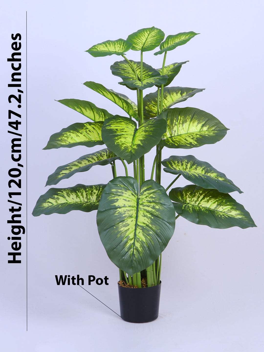 4Ft Artificial Dieffenbachia Plant in Black Pot