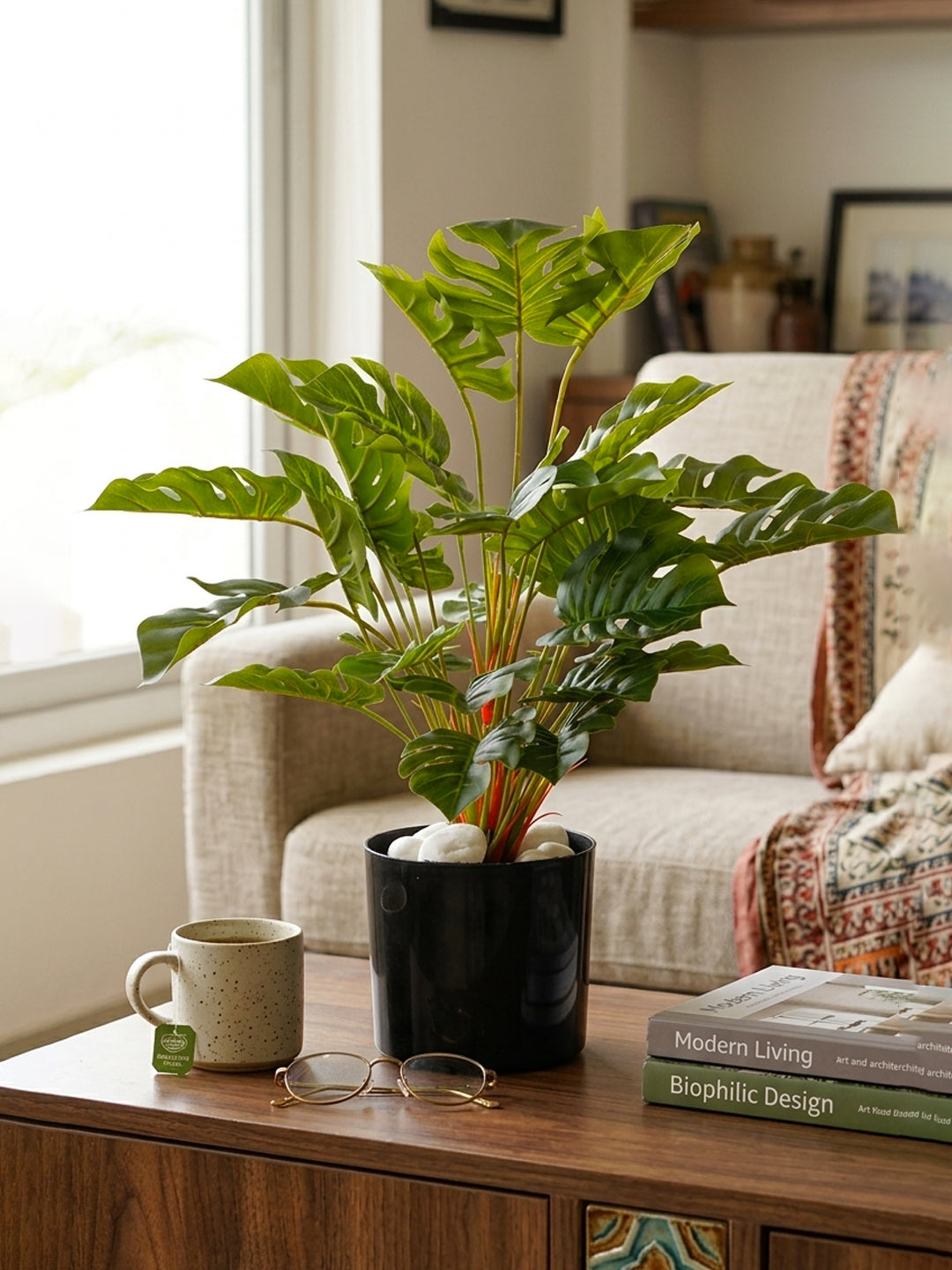 1.8Ft Artificial Rubber Plant in Black Pot