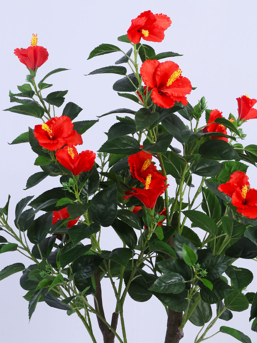 4.3Ft Artificial Hibiscus Plant with Red Flowers & Black Pot