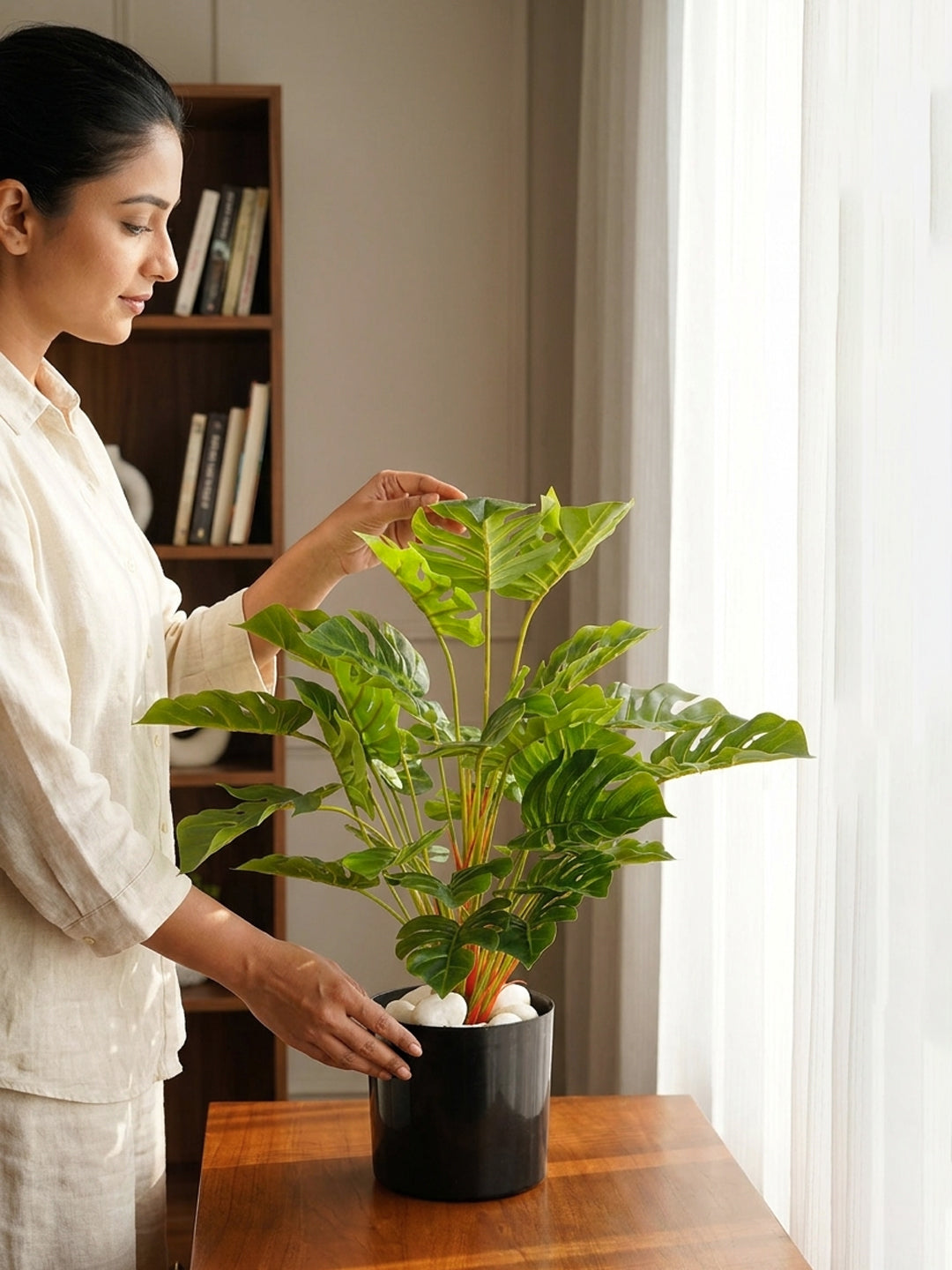 1.8Ft Artificial Rubber Plant in Black Pot