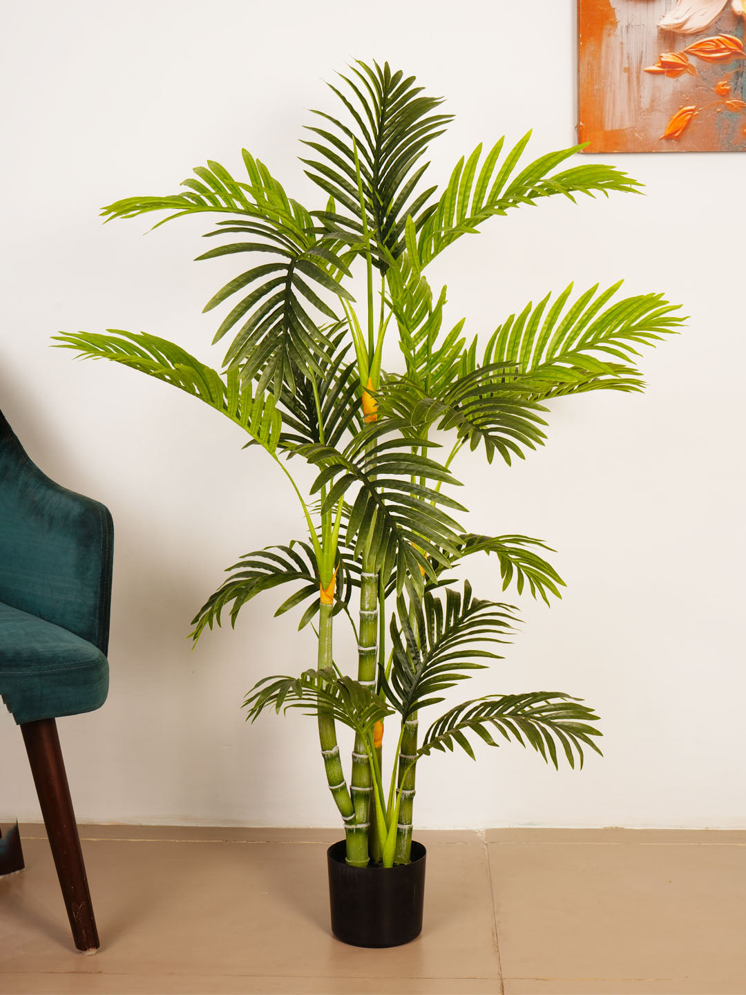 4.3Ft Artificial Golden Areca Palm Plant in Black Pot