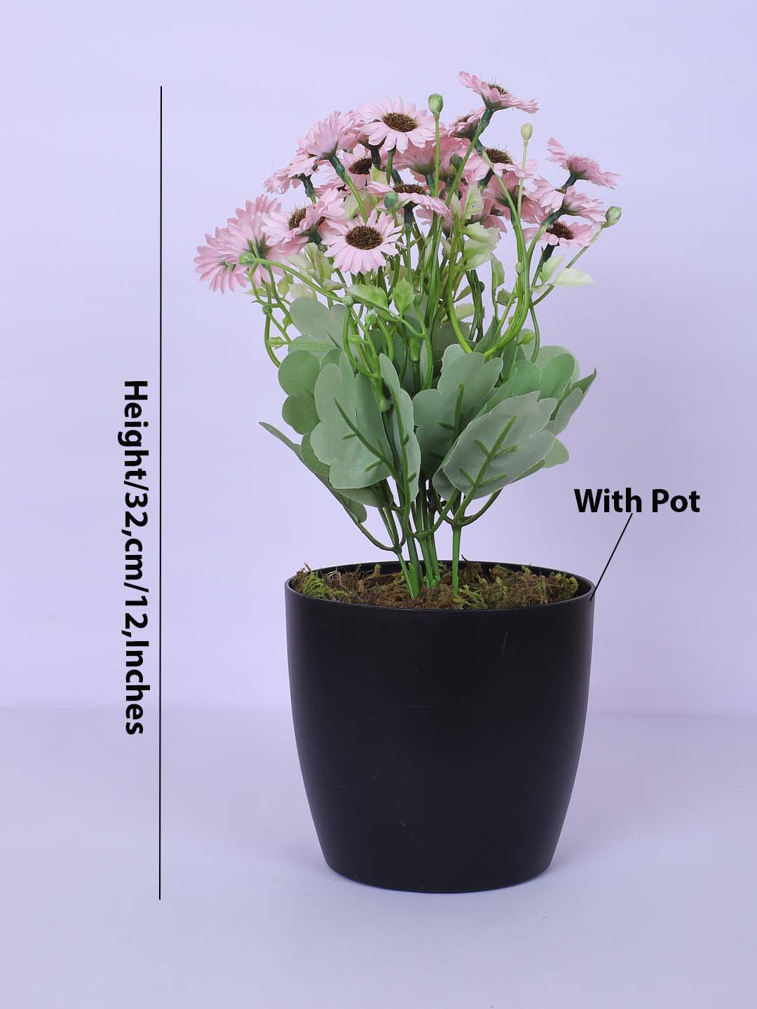 1Ft Artificial Dutch Daisy Flower Potted Plant With Black Pot