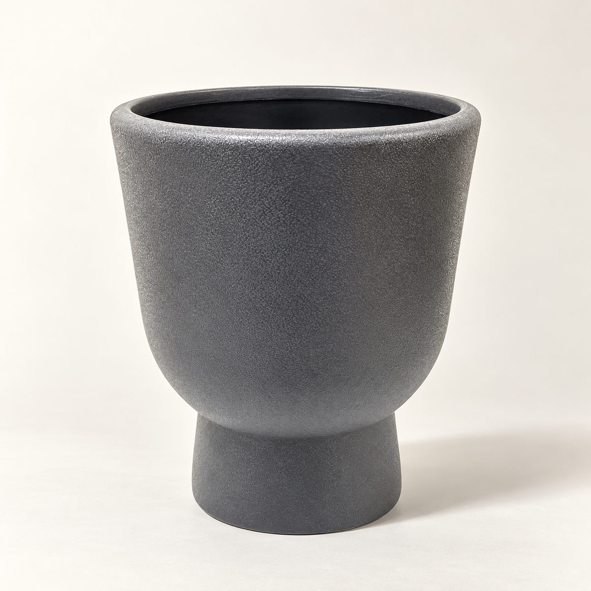 Charcoal Grey Textured Pedestal Planter – 35 cm