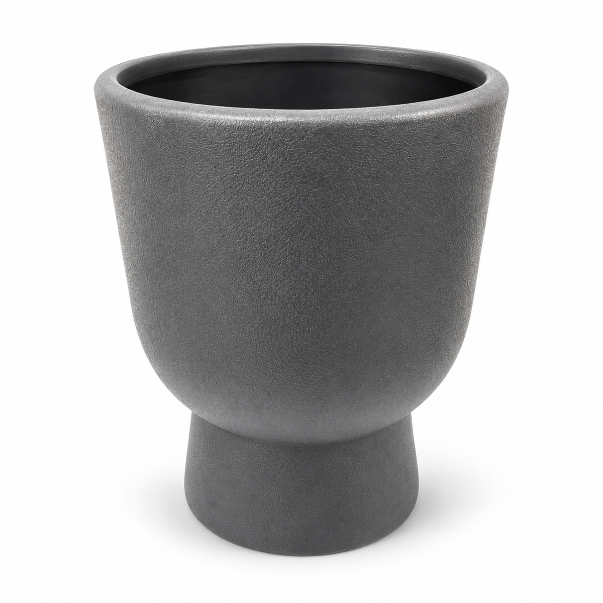 Charcoal Grey Textured Pedestal Planter – 35 cm