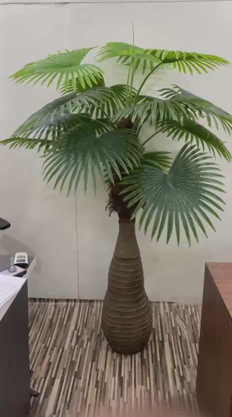 Load video: 6.Ft Artificial Palm Tree for with Pot