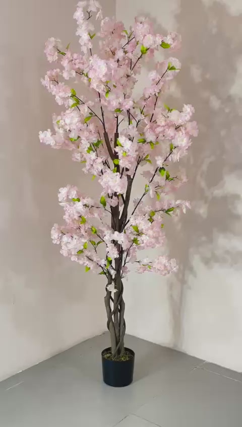 Load video: 6Ft Artificial Blossom Flowers Plant Trees with Pot
