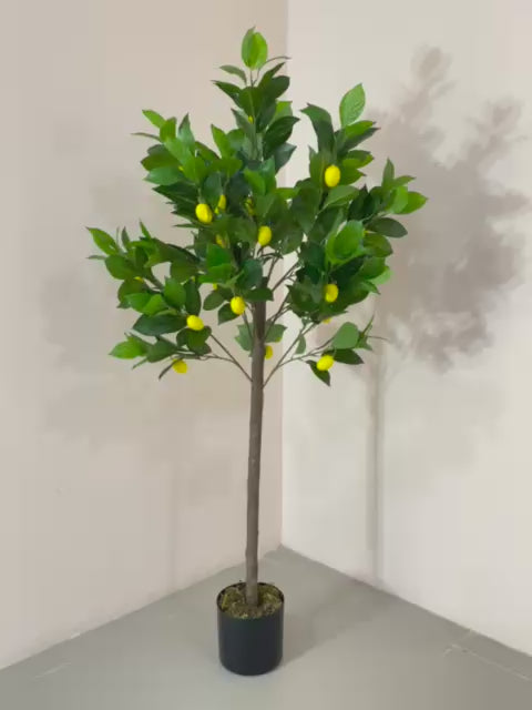 Load video: 4.5Ft Artificial Lemon Tree Fake Tree with Pot