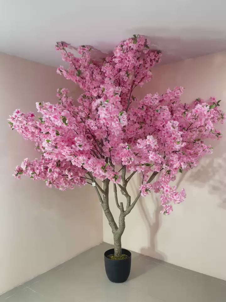 Load video: 8.2Ft Artificial Cherry Blossom Flowers Plant With Pot