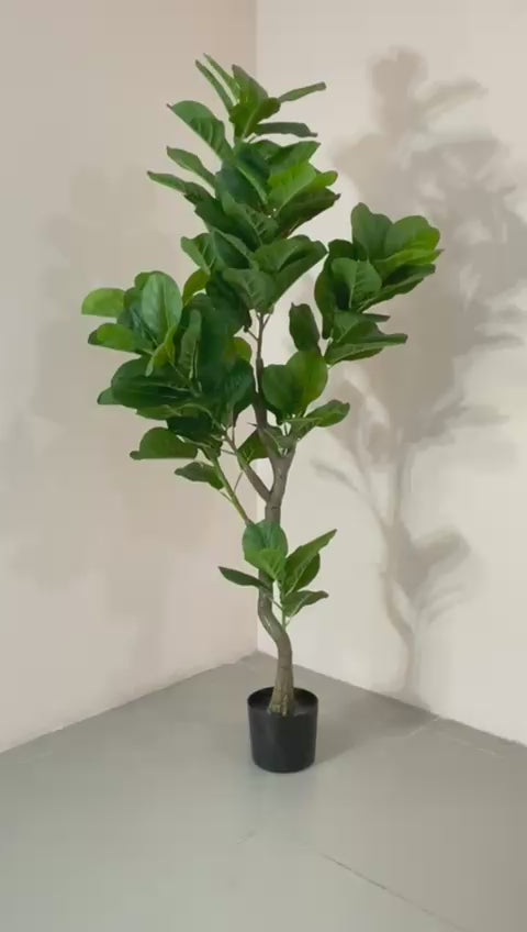 Load video: 5ft Artificial Fiddle Leaf Fig Tree with Pot
