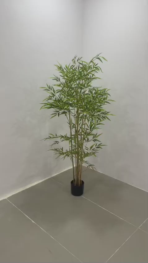Load video: 5Ft Artificial Bamboo Tree With Pot