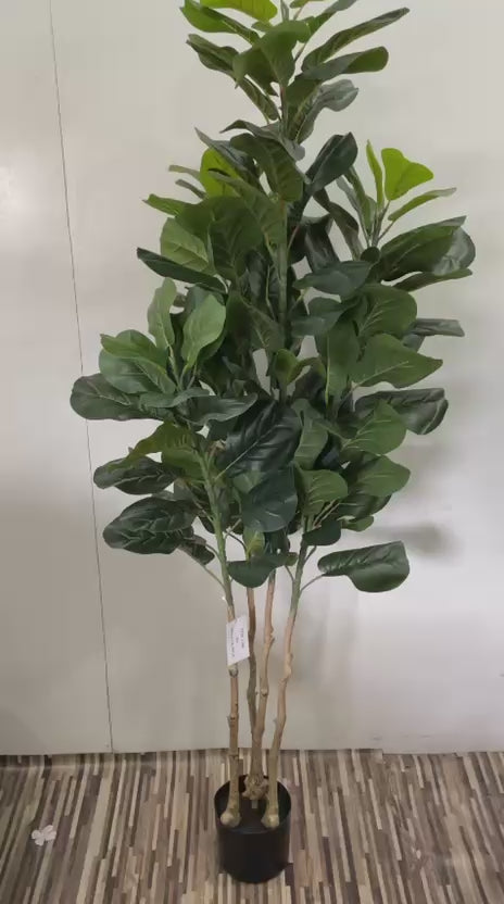 Load video: 6.Ft Artificial Fiddle Leaf Fig Plants for with Pot