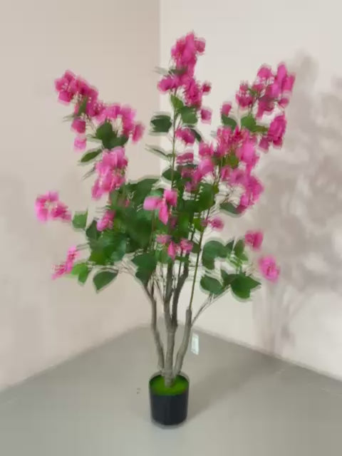 Load video: 3.6Ft Artificial Bougainvillea Tree, Faux Silk Flower Plant With Pot