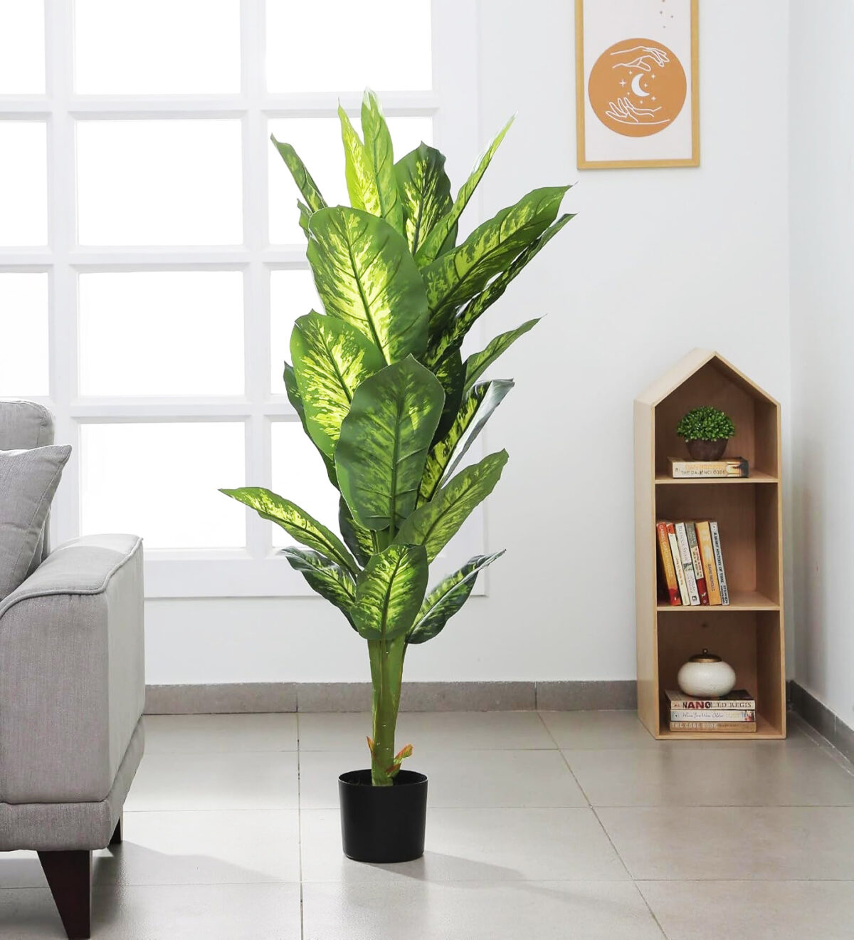 4.5Ft Artificial Dieffenbachia Plant Trees with Pot - Image 1