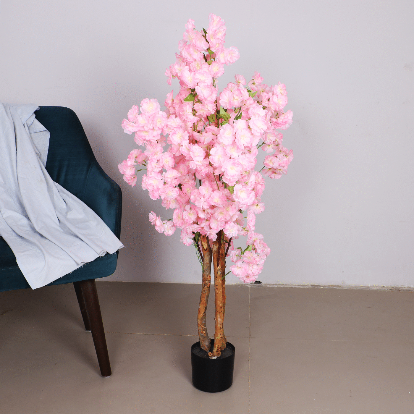 3.2Ft Artificial Blossom Flowers Plant Trees with Pot - Image 1
