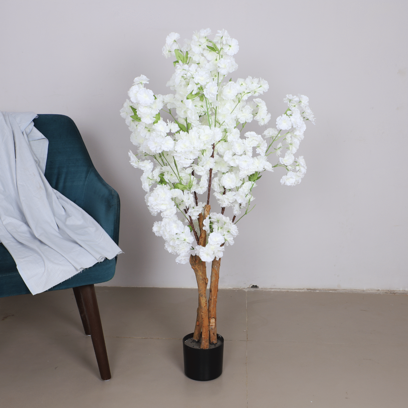 3.2Ft Artificial Blossom Flowers Plant Trees with Pot - Image 1