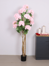5Ft Artificial Hydrangea Flowers Plant Faux Silk with Pot