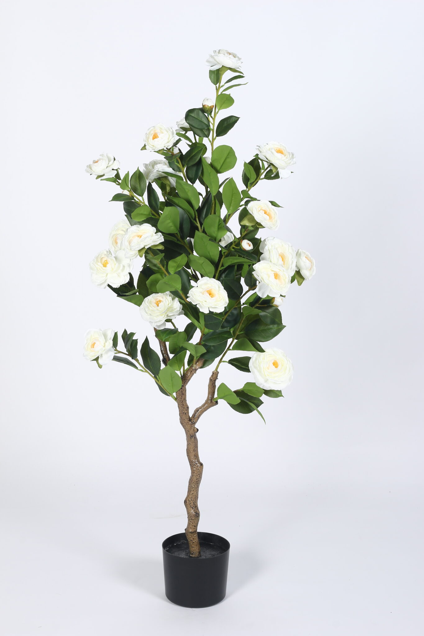 4.Ft Artificial Camellia Rose Flowers Plants for with Pot - Image 2