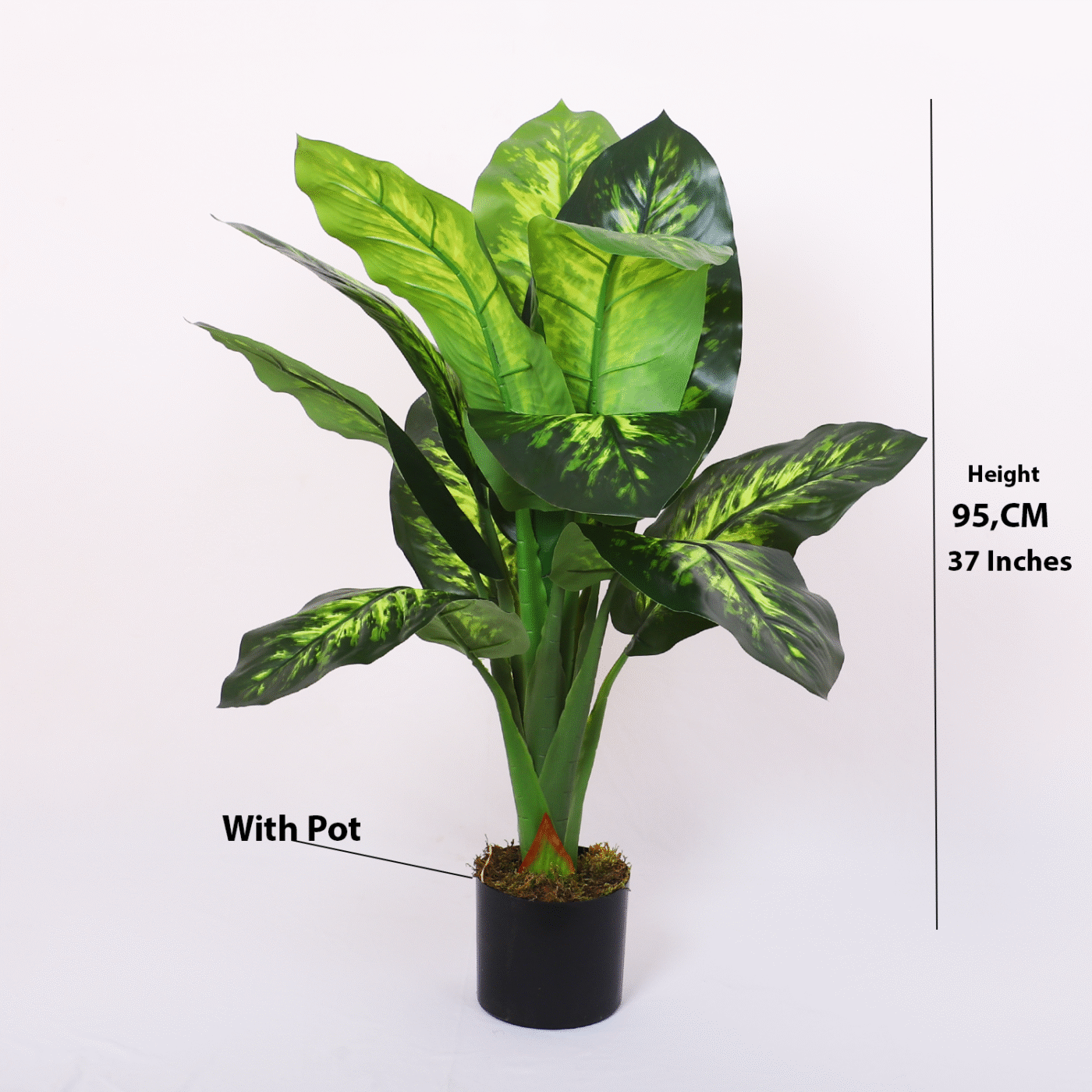 3.Ft Artificial Dieffenbachia Plant Trees with Pot - Image 3
