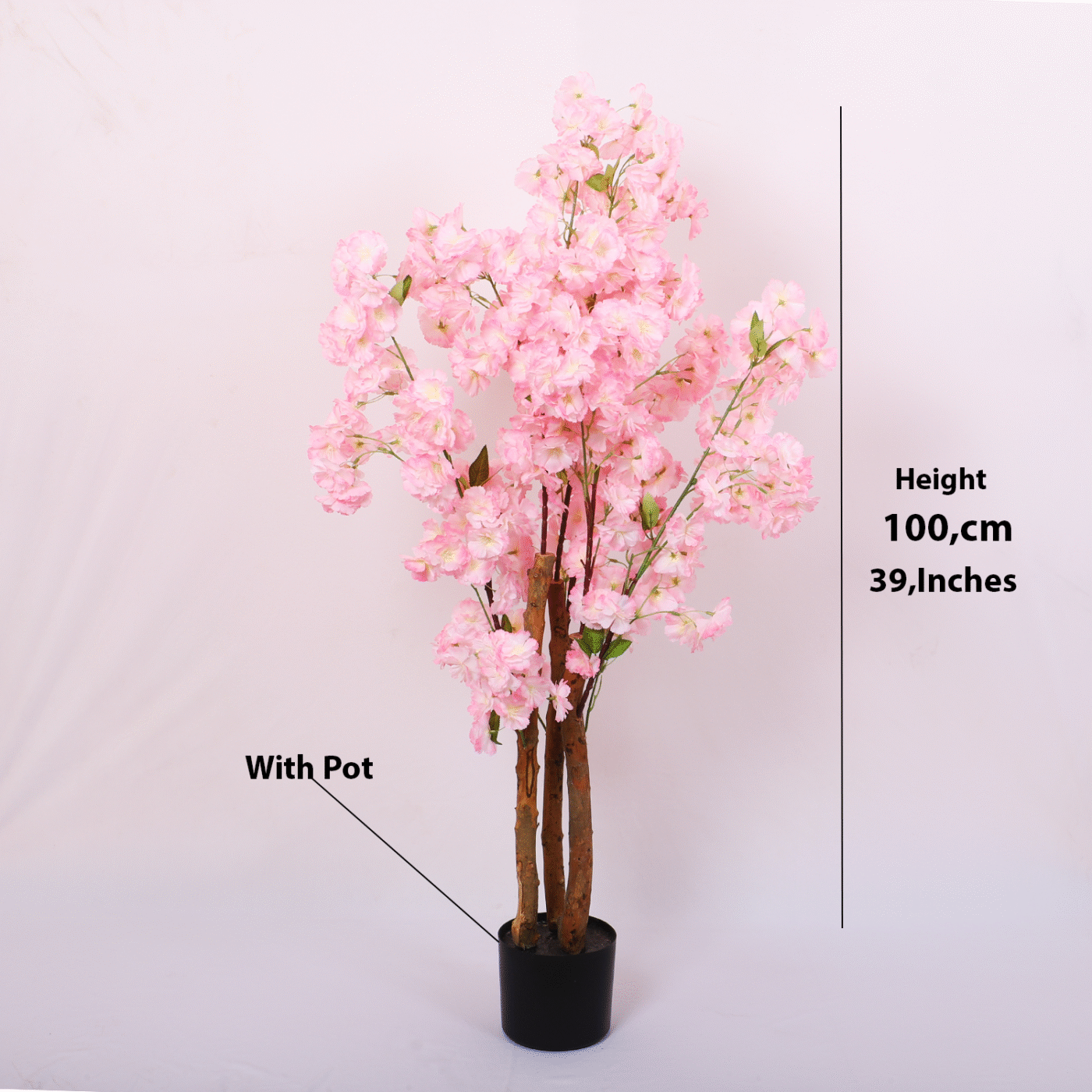 3.2Ft Artificial Blossom Flowers Plant Trees with Pot - Image 3