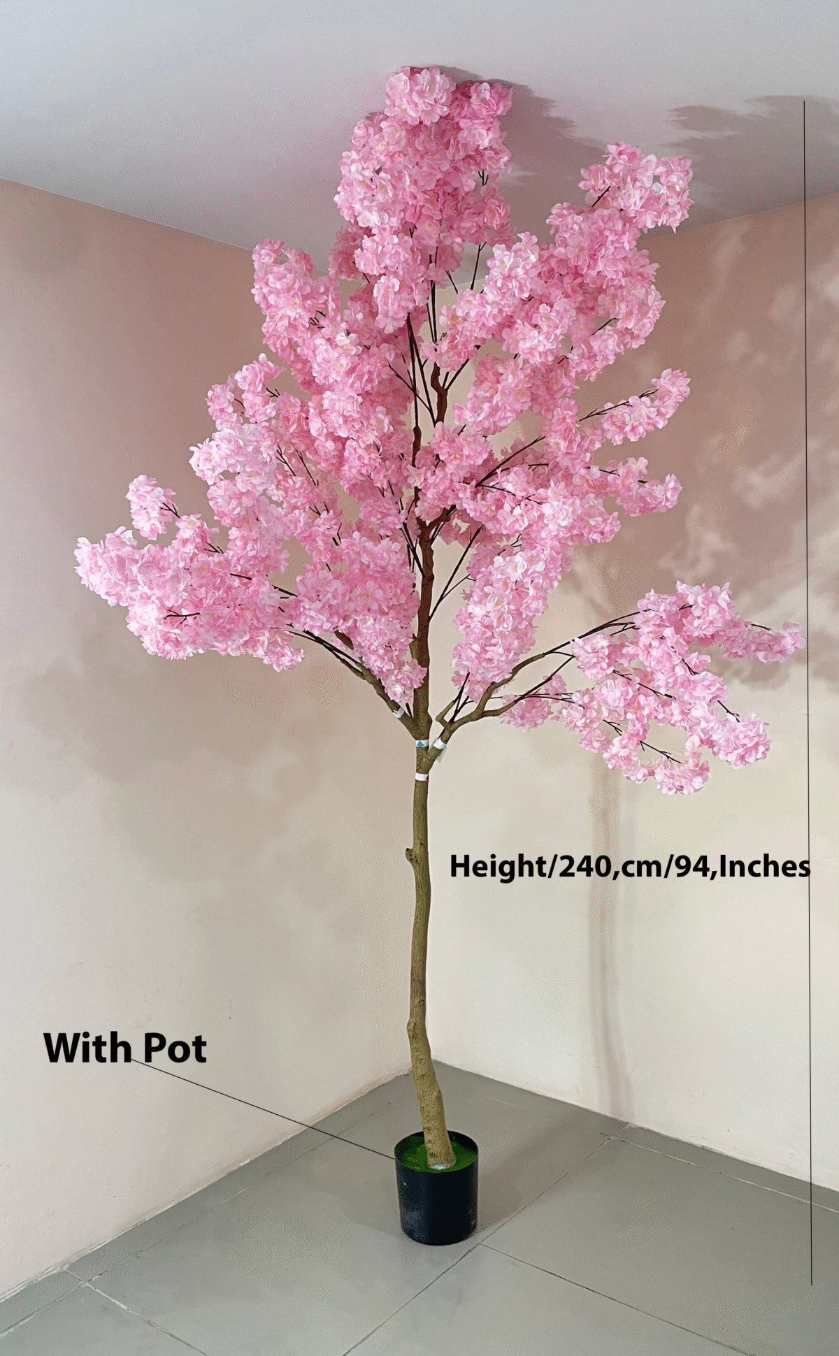 7.8Ft Artificial Blossom Flowers Plant Trees with Pot - Image 3