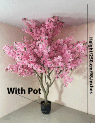 8.2Ft Artificial Blossom Flowers Plant Trees with Pot - Image 4