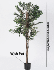 5.2Ft Artificial Mini Ficus Plant Trees with Pot - Image 3