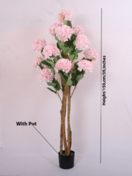 5Ft Artificial Hydrangea Flowers Plant Faux Silk with Pot - Image 3