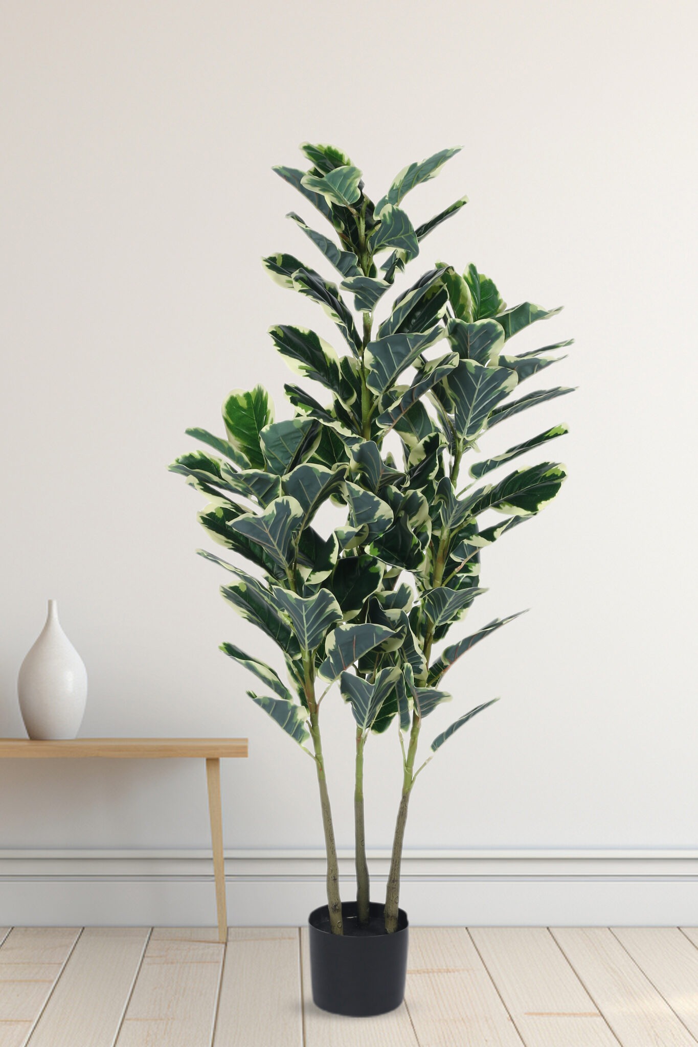 5Ft Artificial Variegated Fiddle Leaf Fig Plants with Pot - Image 4