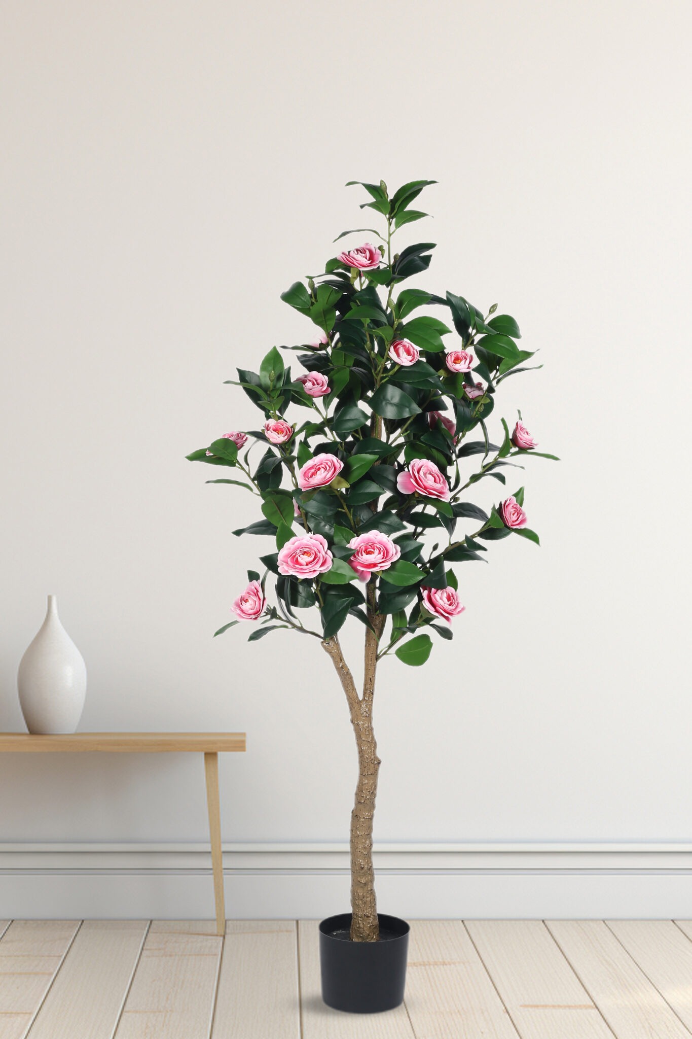 5Ft Artificial Camellia Rose Flowers Plants with Pot - Image 5