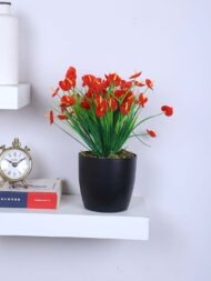 1Ft Artificial Anthurium Flower Plant With Black Pot